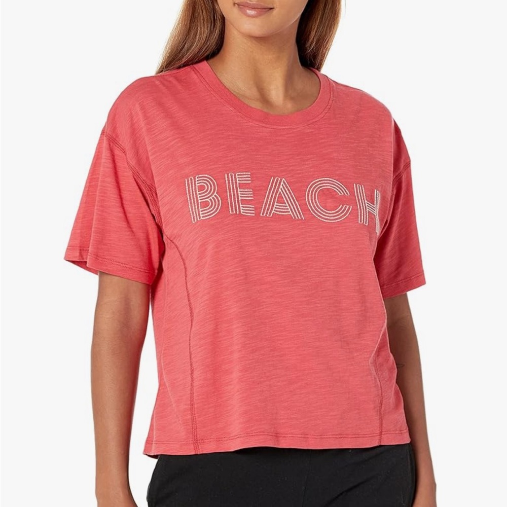 PJ Salvage Women's Loungewear Rocket Beach Short Sleeve T-Shirt embroidered SZ M